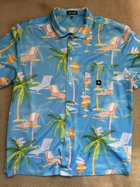 Bad Birdie Golf Men's Blue Tropical Short-Sleeve Shirt